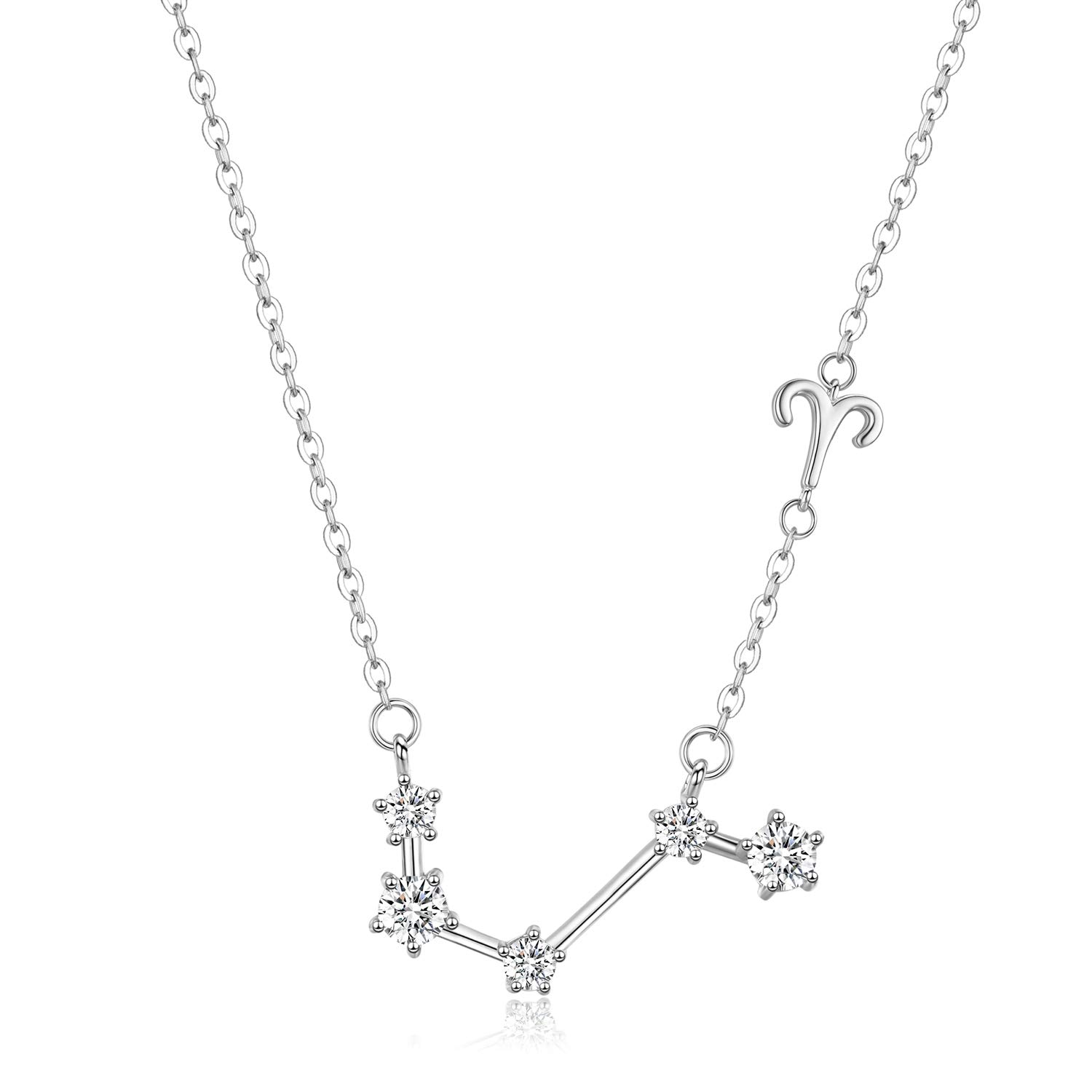 Friggem 12 Collar de constelación del zodiaco Plata de ley 925, Astrología 12 Colgante de constelación Signo del horóscopo Astrología Zodíaco CZ Collar de estrella Joyas Regalos de cumpleaños para mujeres
