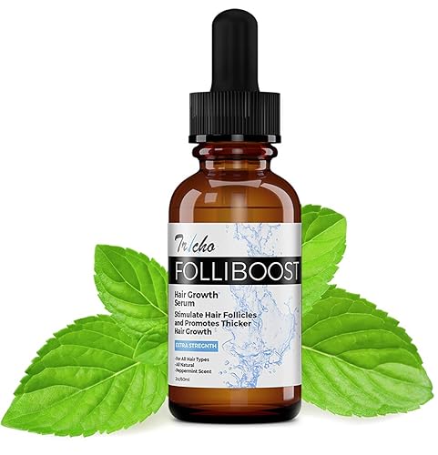 Tricho Labs Folliboost - Suero para el crecimiento del cabello, fórmula de base natural con biotina, AnaGain, Baicapil, aceite de menta, para