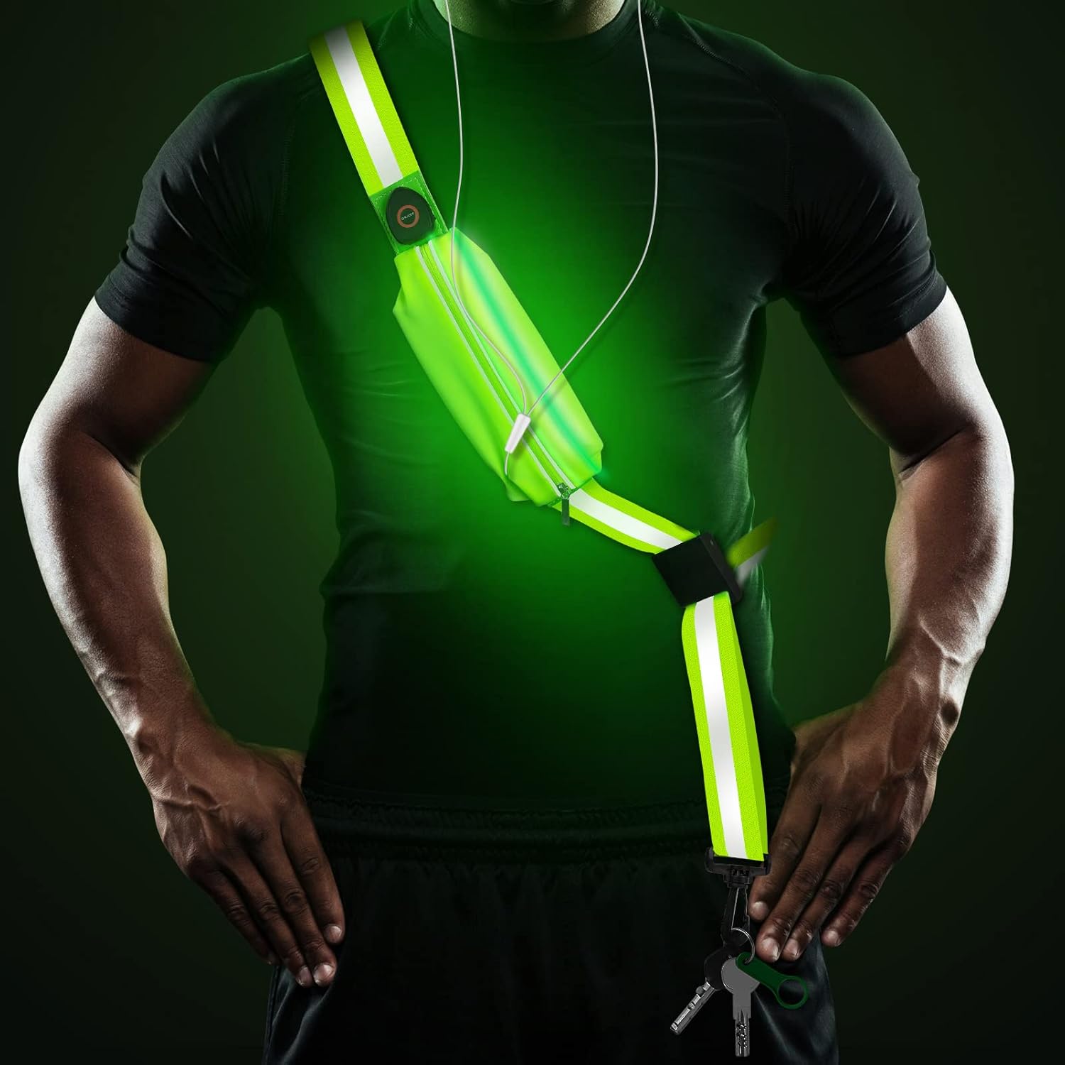 LED Reflective Belt Sash,Reflective Gear for Walking at Night Phone