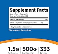 Vista 2 de Nutricost Betaína Anhidra Trimetilglicina (TMG) Polvo 500G (3 Botellas)