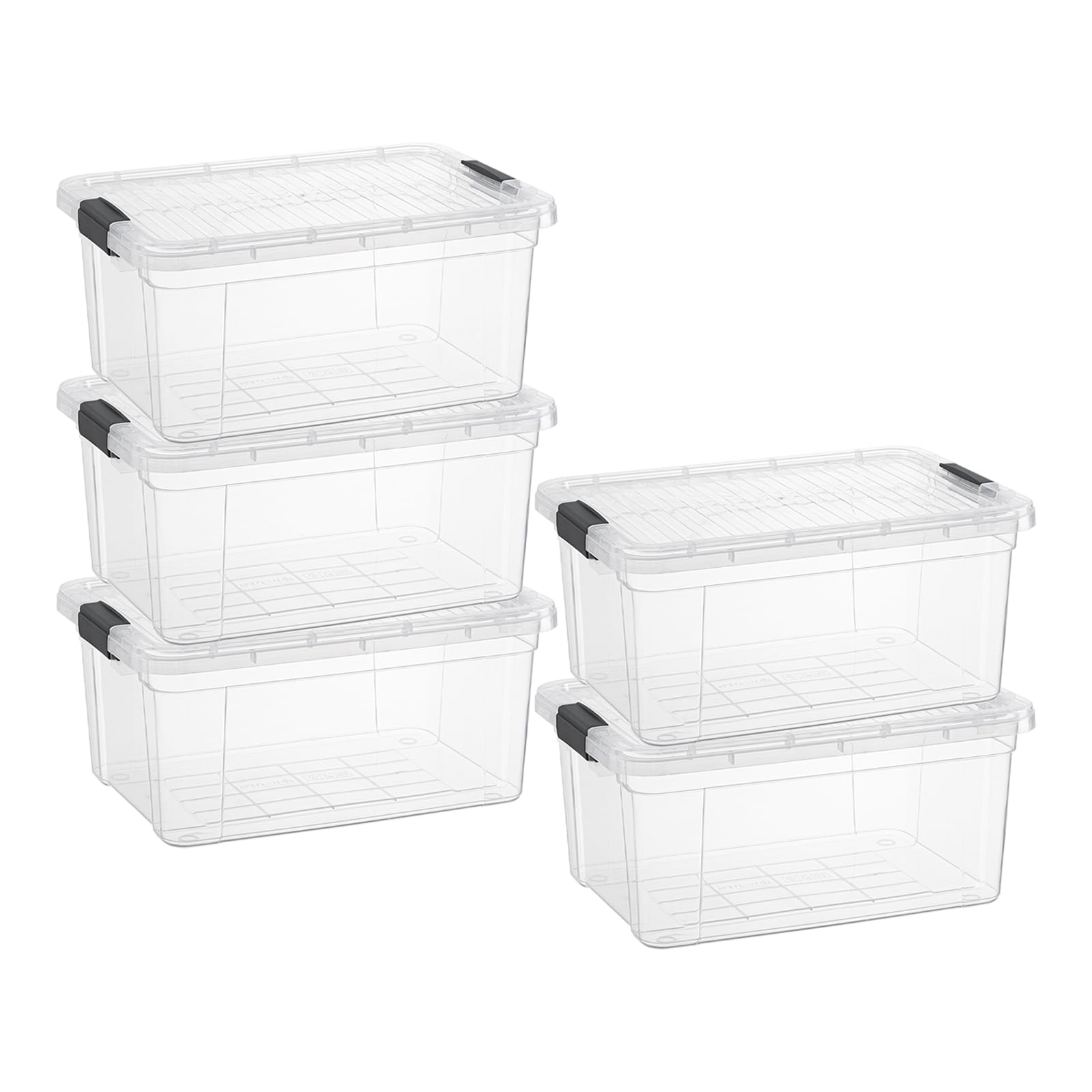 Superio 1.85 Quart Clear Plastic Storage Boxes with Lids, Stackable Organizer Containers, BPA-Free Storage Bins for Home, Office, School &amp; Dorm, 5 Pack