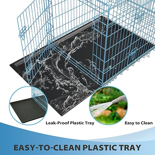 Image of BestPet | Dog Crate | 42 inch | Blue | Foldable Metal Kennel with Double Doors