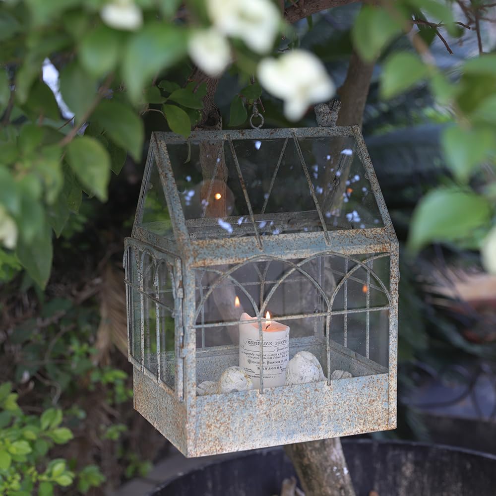 Invernadero vintage de cristal envejecido para colgar plantas grandes con tapa, maceta de mesa para interiores, caja de exhibición para orquídeas, suculentas, helechos, musgo, cactus, ventana, jardín