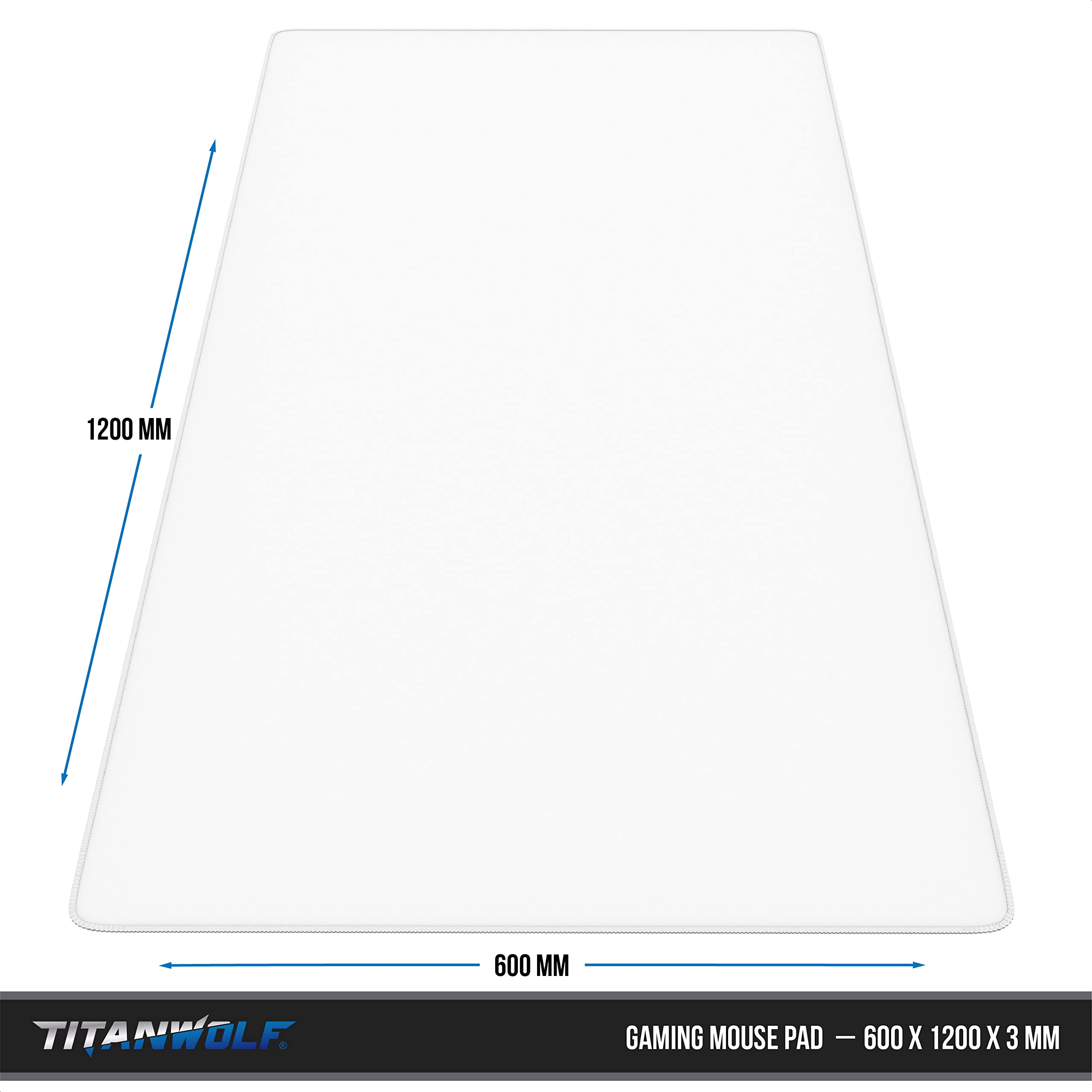 TITANWOLF - XXXL Mouse Mat - 1200 x 600 x 3 mm Mouse Pad – Extra Large Speed Gaming Mousepad - Table Mat Large Size - improved Precision and Speed – Design White