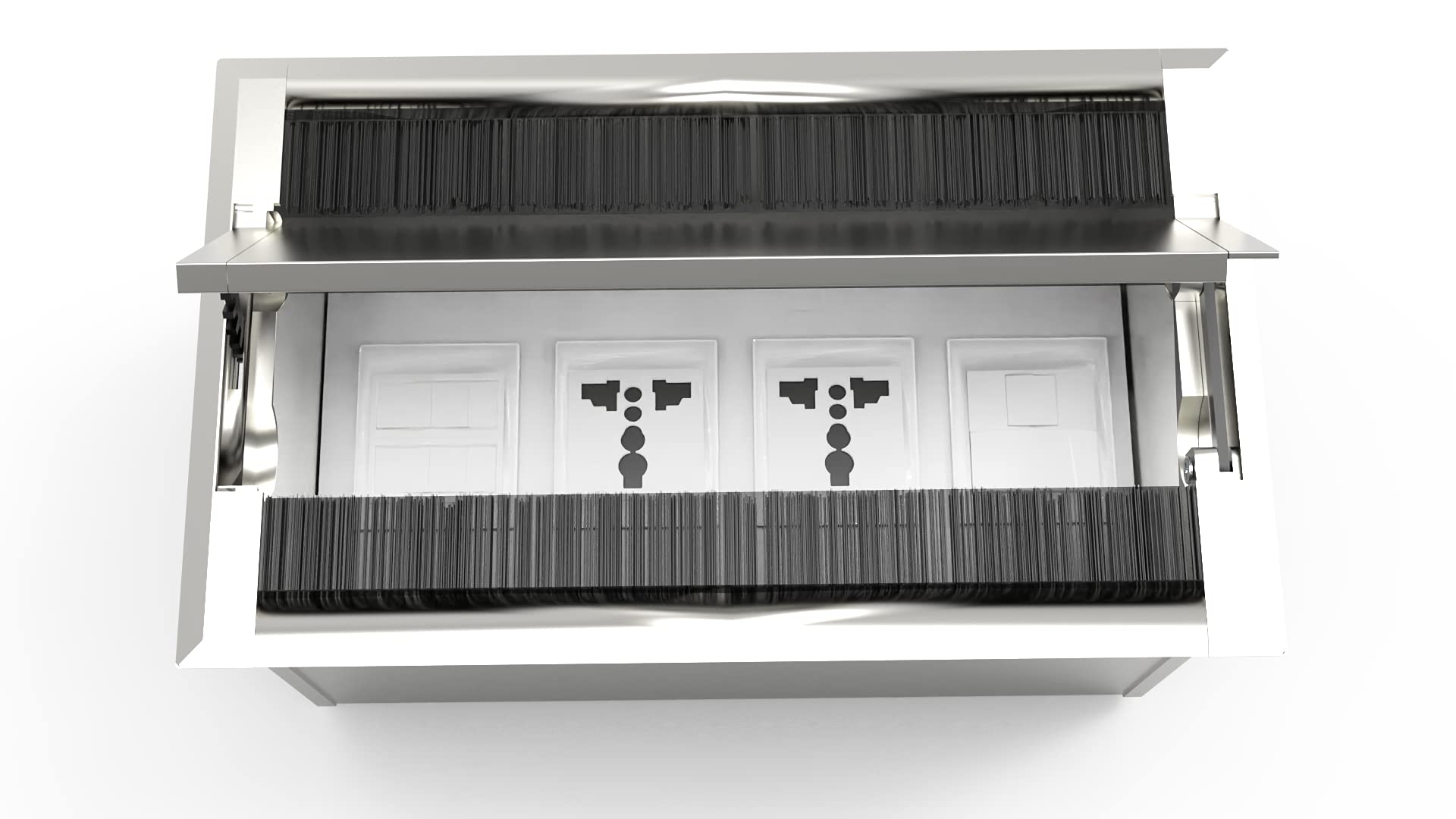 Connect System Platinum Cable Cubby Popup Box with HDMI Connector & Two Power Ports & Two USB Port with 24 Months Warranty.(Silver) 250 mm