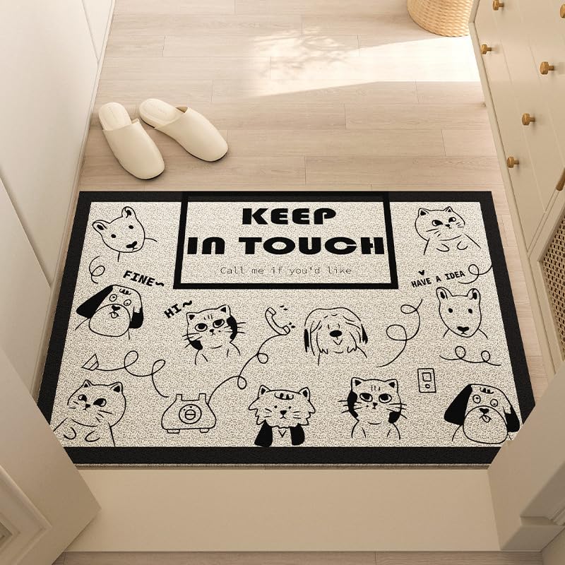 60/80 CM Pvc Dibujos Animados Gato Estera De Bienvenida Interior Divertido Alambre De Fibra De Fibra Felpudo Loop Pila Puerta Estera Fibra De Coco Y Alambre Felpudo Felpudos Trampero De Suciedad