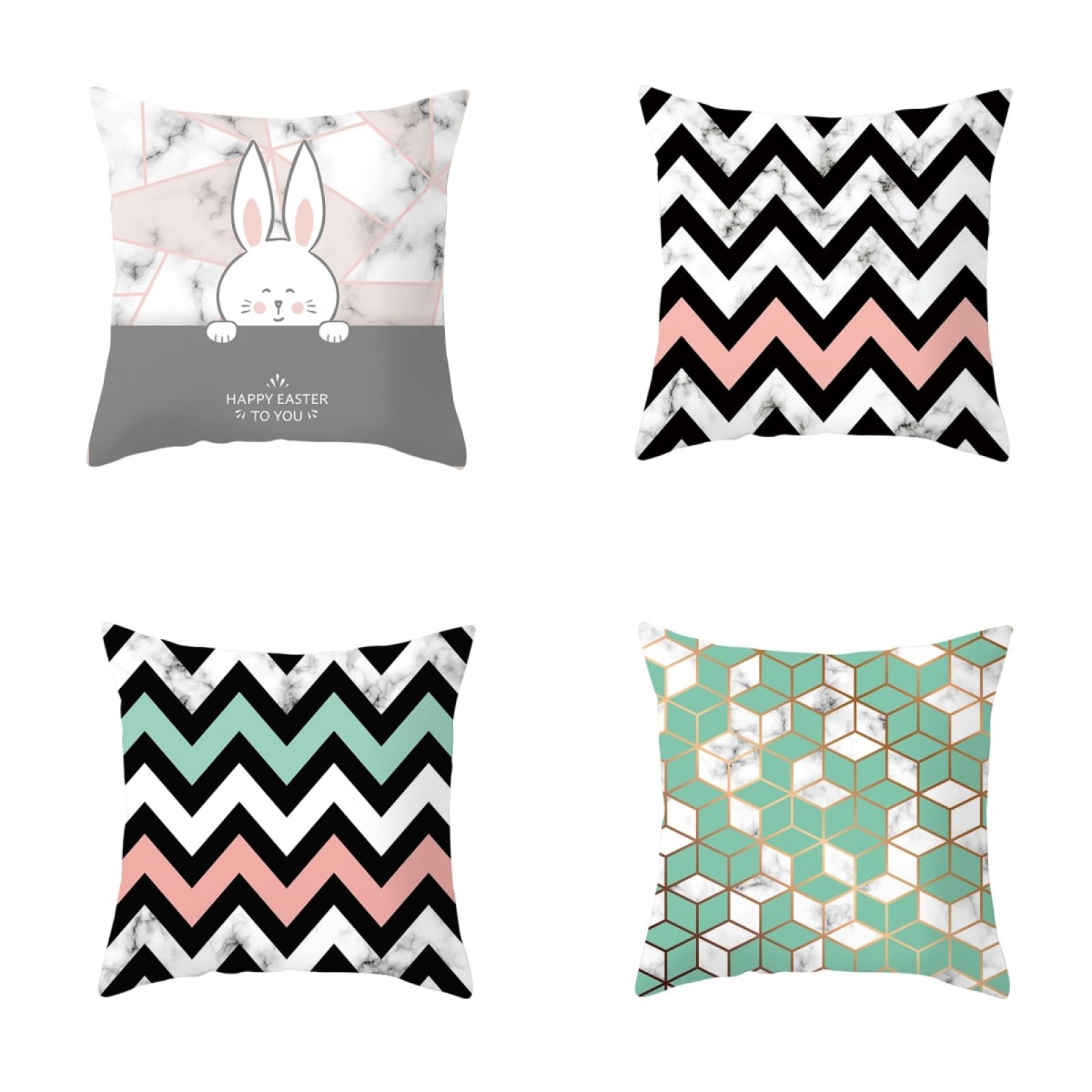 Cushion Covers Animal Green Black Pillow Cases 4 Pack Sofa Cushions 45x45cm