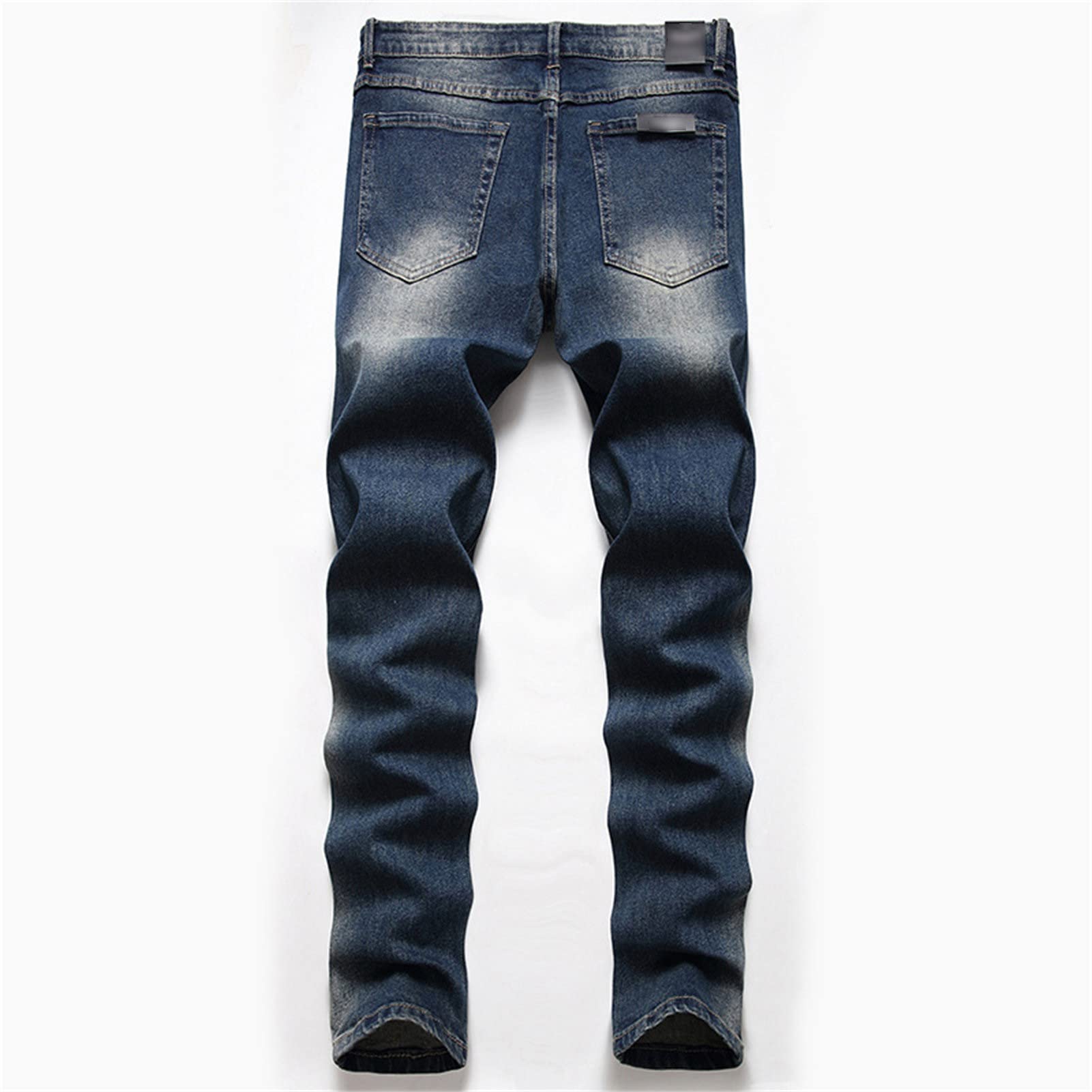 Maiyifu-GJ Ripped Slim Fit Jeans for Men Distressed Destroyed Straight Leg Denim Pants Retro Hip Hop Washed Jean Trousers (Dark Blue,29)
