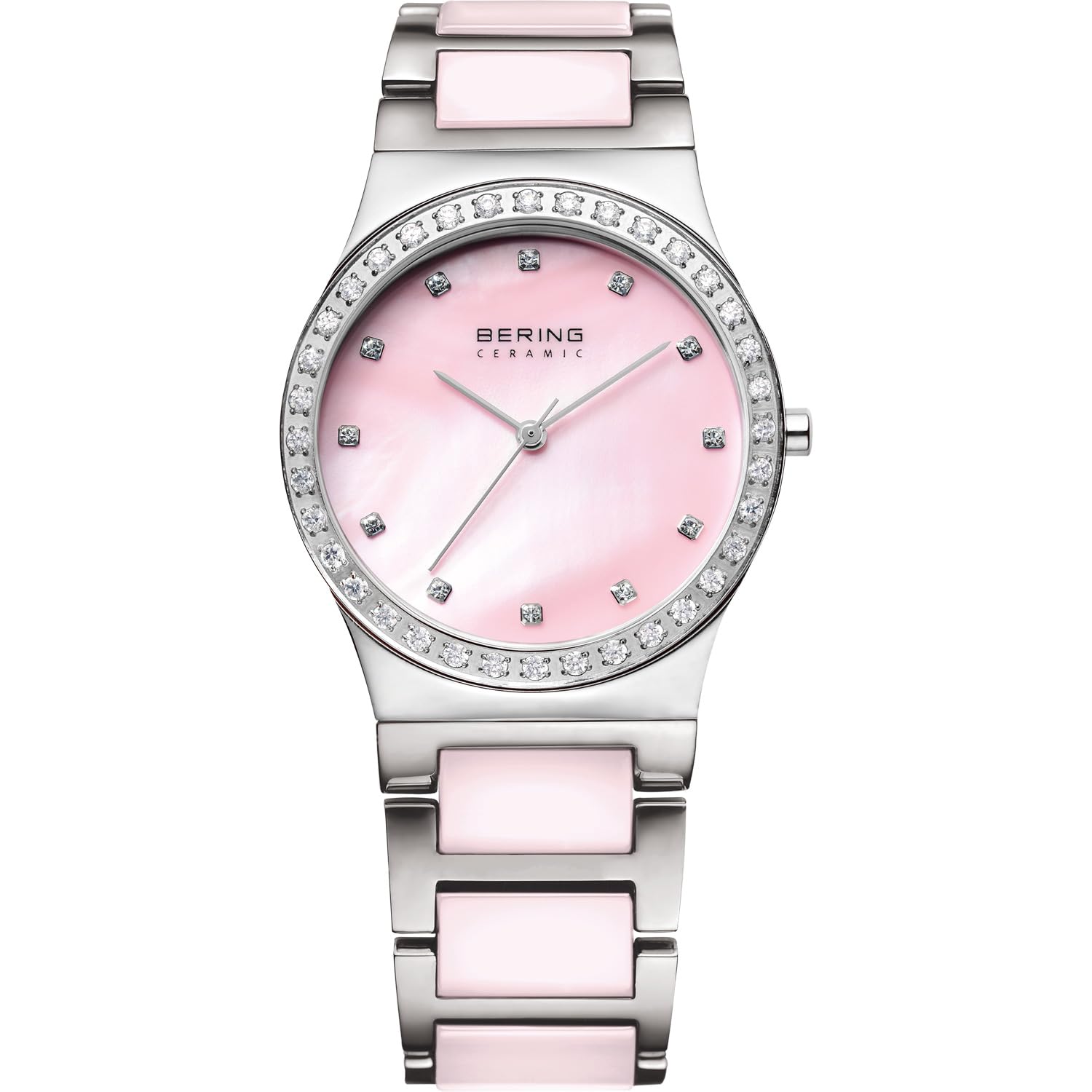BERING 32435 Reloj de Cuarzo para Mujer con Caja de Acero Inoxidable de 35 mm y Esfera, Brazalete de Acero Inoxidable con Detalles en cerámica, Resistencia al Agua de 5 ATM