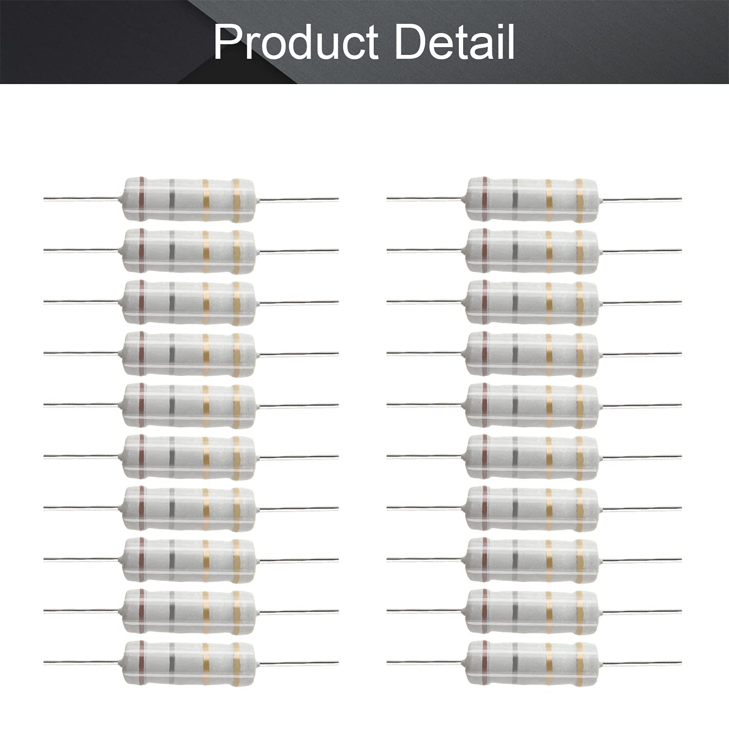 40 Stück 1,6K Ohm Widerstand 3W - Metall Oxid 5% Toleranz Axial