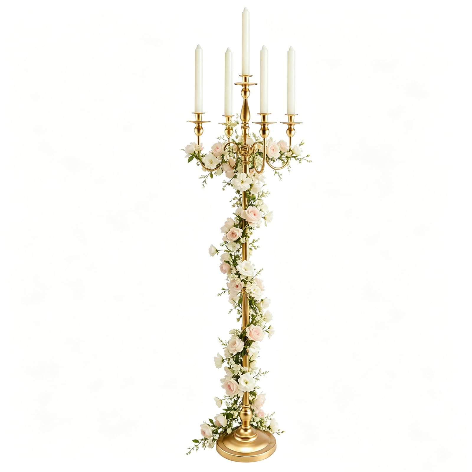 Gold Floor Candlestick,Centerpiece Candlestick,Five-Arm Tall Candlesticks