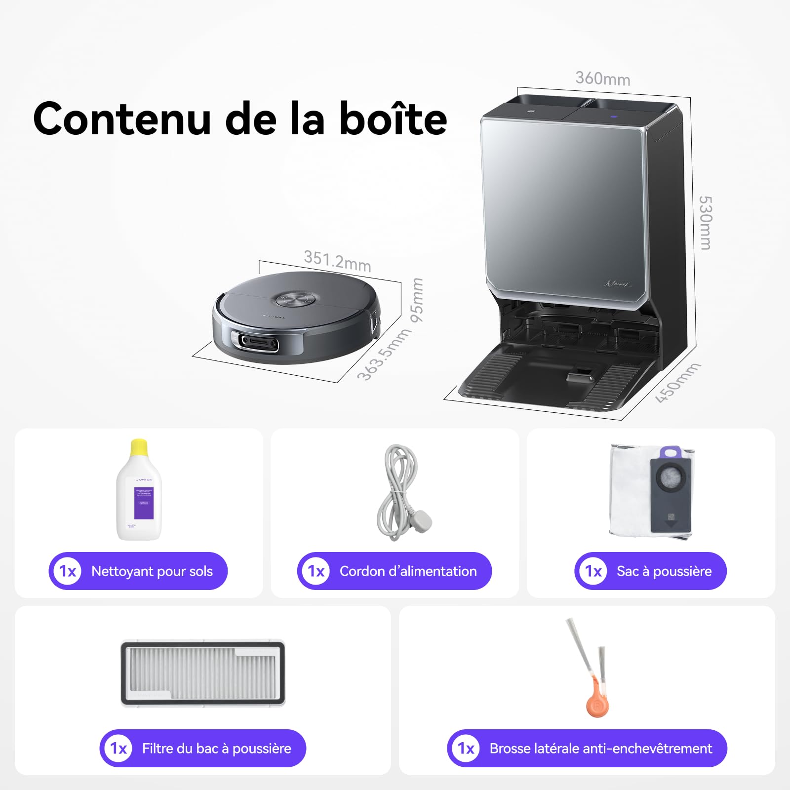 NARWAL Flow 2 Robot Aspirateur Laveur Tout-en-Un, Rouleau Laveur Allongé, Lavage FlowWash à 60 °C, Puissance d’Aspiration de 31 000 Pa, Technologie CarpetFocus™, Lavage de la Serpillière à 100 °C
