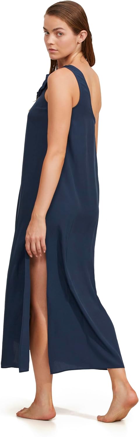 Gottex Luma レディース ワンショルダー サロンスタイル マキシドレス カバーアップ サイドレッグスリットと調節可能な蝶ネ