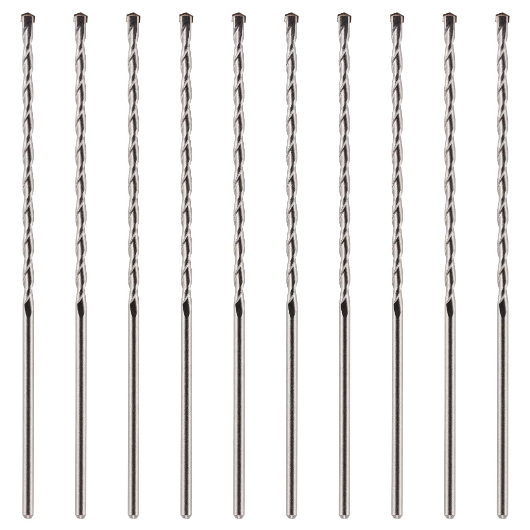 10 Pack Of 13mm x 300mm Long TCT Masonry Drill Bits – For Concrete, Brick, Stone, Porcelain Ceramic Tiles Plastic Wood – Masonry Drill Bits Set For Standard Rotary Drills & Hammer Drills (NOT SDS)