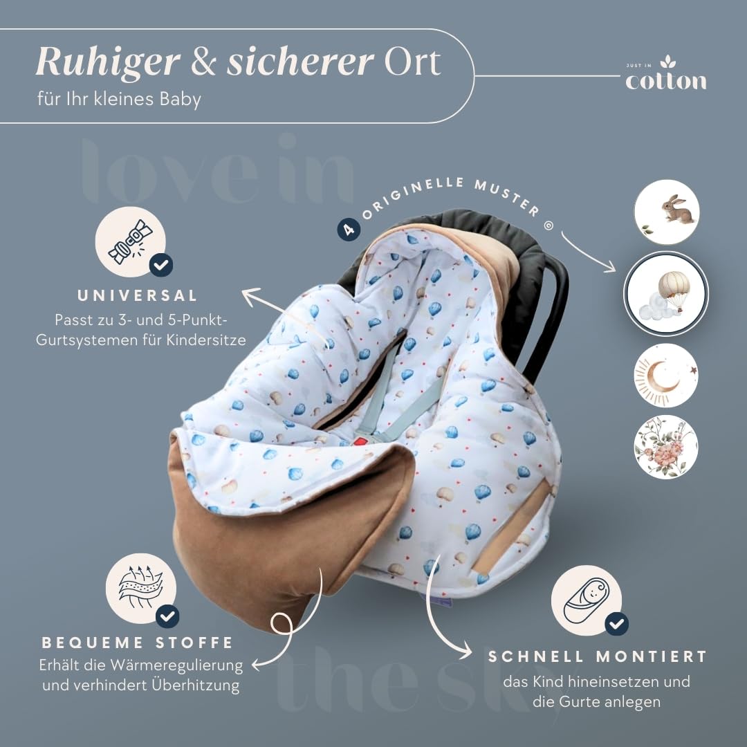 Copertina per ovetto passeggino, coperta in velluto di bambù per seggiolino auto, passeggino e vasca. Coperta universale per seggiolino auto per passeggino (ove in The Sky)