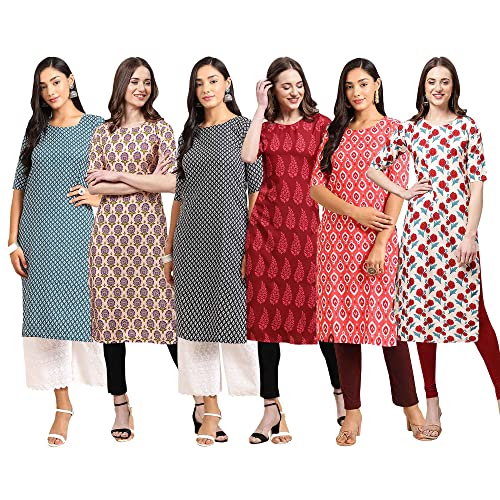 Image of Pinkmint Women's Crepe Digital Print Straight Kurta