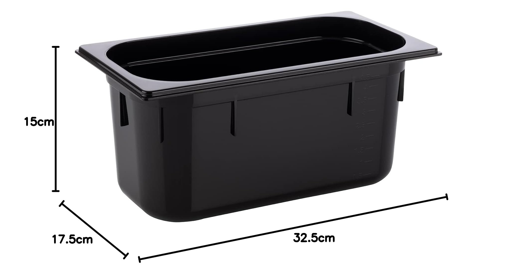 APS 82070 GN 1/3 Contenitore Gastronorm, in policarbonato, dimensioni 325 x 176 mm/altezza 150 mm/volume 5,3 litri, nero
