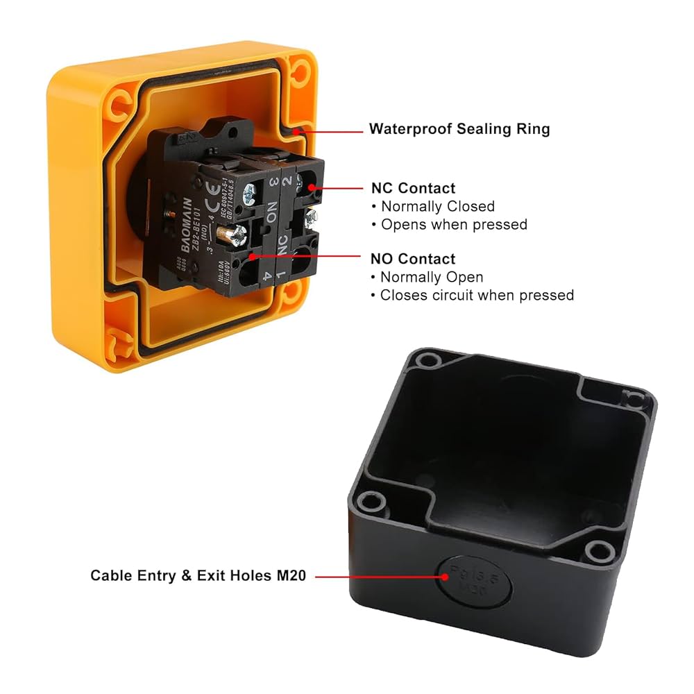 Amazon.co.jp: 箱が付いているBaomainの赤い印の非常停止押し