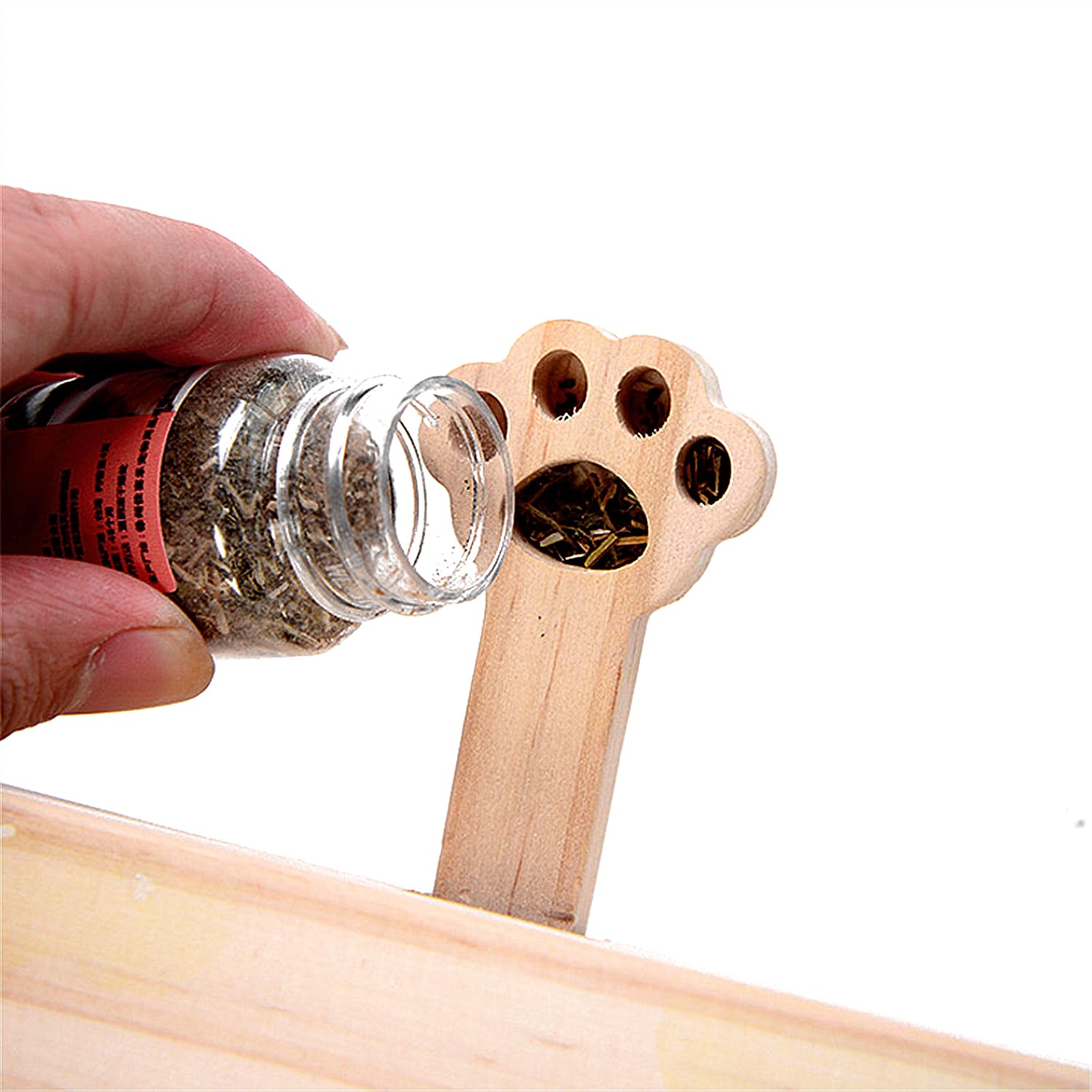 Interaktives Katzenspielzeug Holz Spielzeug, Maulwurf Maus, Puzzle Box mit Spielzeugen für Katzen, Jagd, Spielen, Trainieren Kratzen 5 Löcher perfekt für Indoor-Übung und Spaß (Holzfarbe)