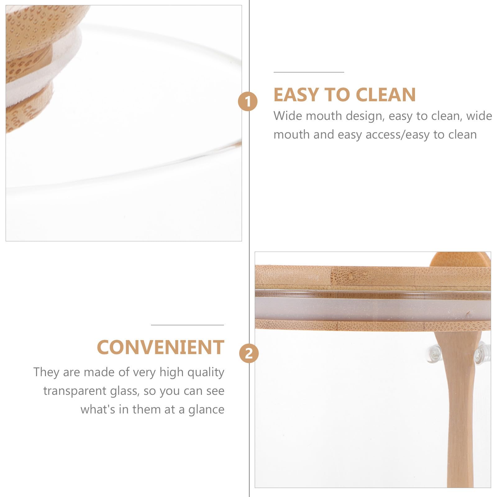 GALPADA Barattolo Ermetico in Vetro con Coperchio in Legno 800 Ml | Set da 2 Pezzi con Cucchiaio in Legno, per Ingredienti Secchi e Organizzazione Cucina