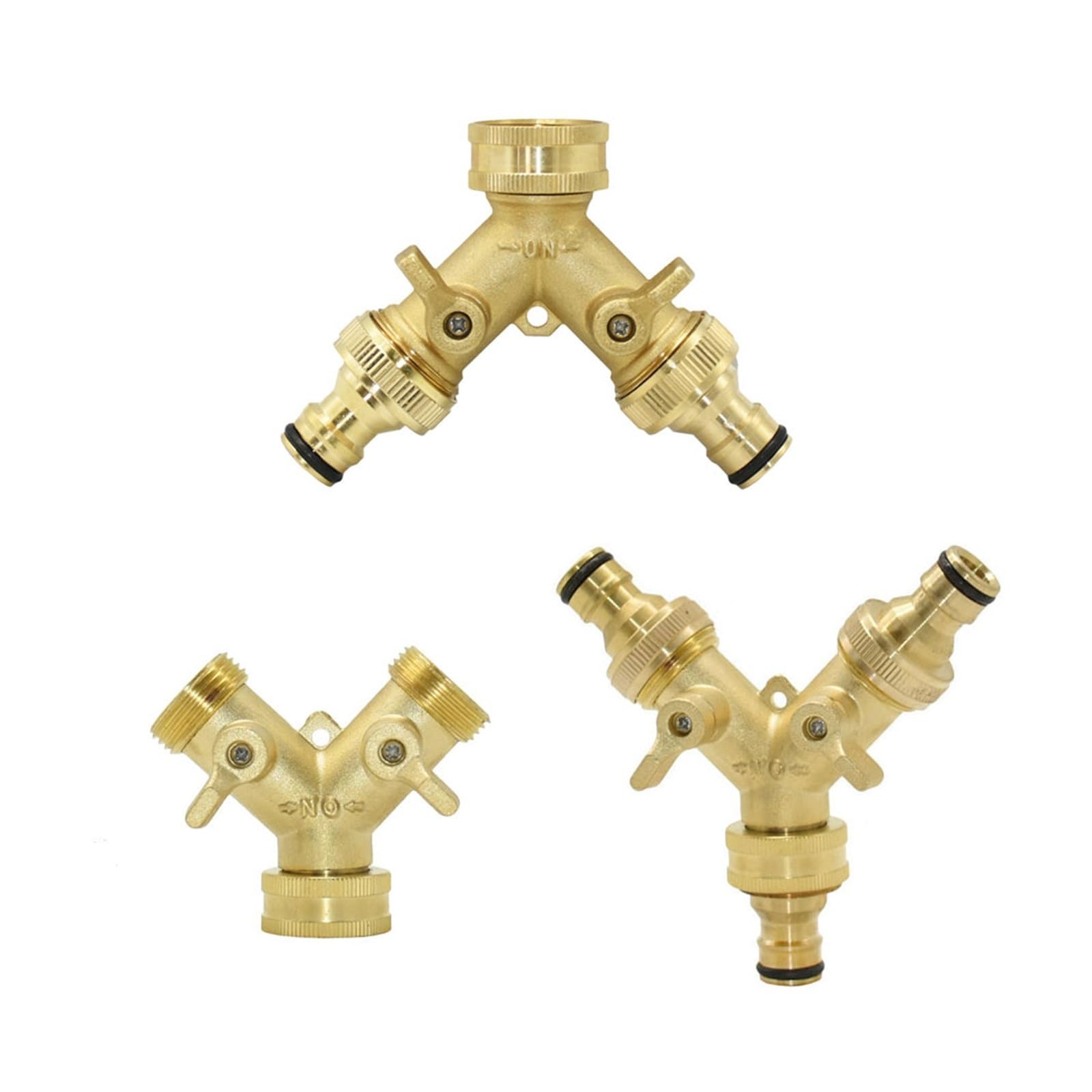 Connettore for irrigazione a Y con raccordo a 2/4 vie for tubo da giardino in ottone da 3/4" for rubinetto esterno(D)