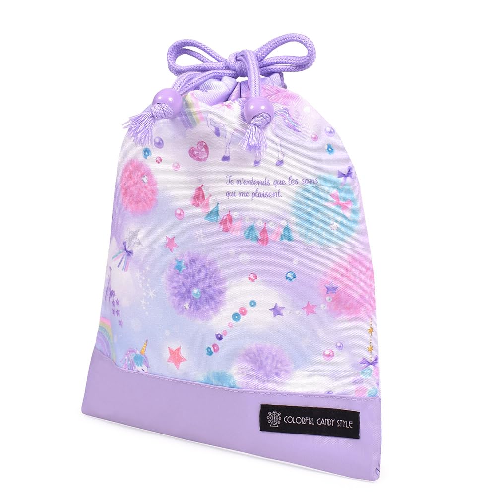 【オーダー品】給食袋　巾着袋　ユニコーン　水玉　ドット オーダー品】給食袋巾着袋ユニコーン水玉ドット