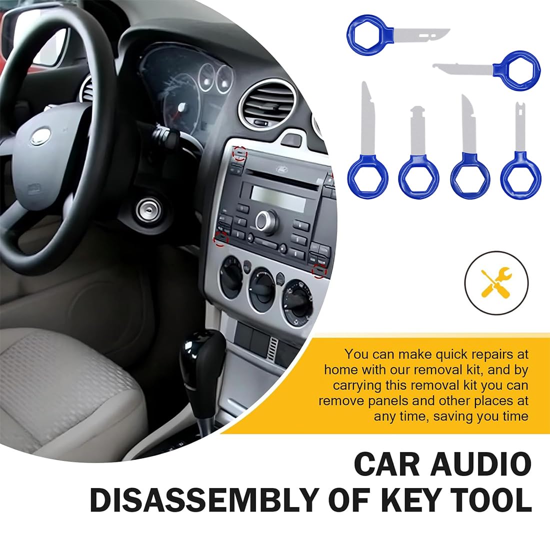 6 pezzi di strumento di sblocco dell'autoradio, chiave di sblocco, strumento di rimozione dell'autoradio, design ergonomico, adatto a varie marche di automobili