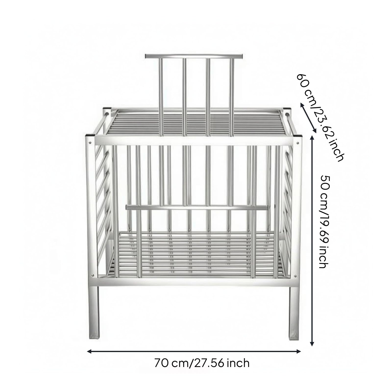 Baoblaze Jaula para Aves Jaula Metálica para Aves Corral para Aves Jaula para Animales Jaula para Gallinas Acero Inoxidable Suelo, 70 50 60cm, Modelo Estándar