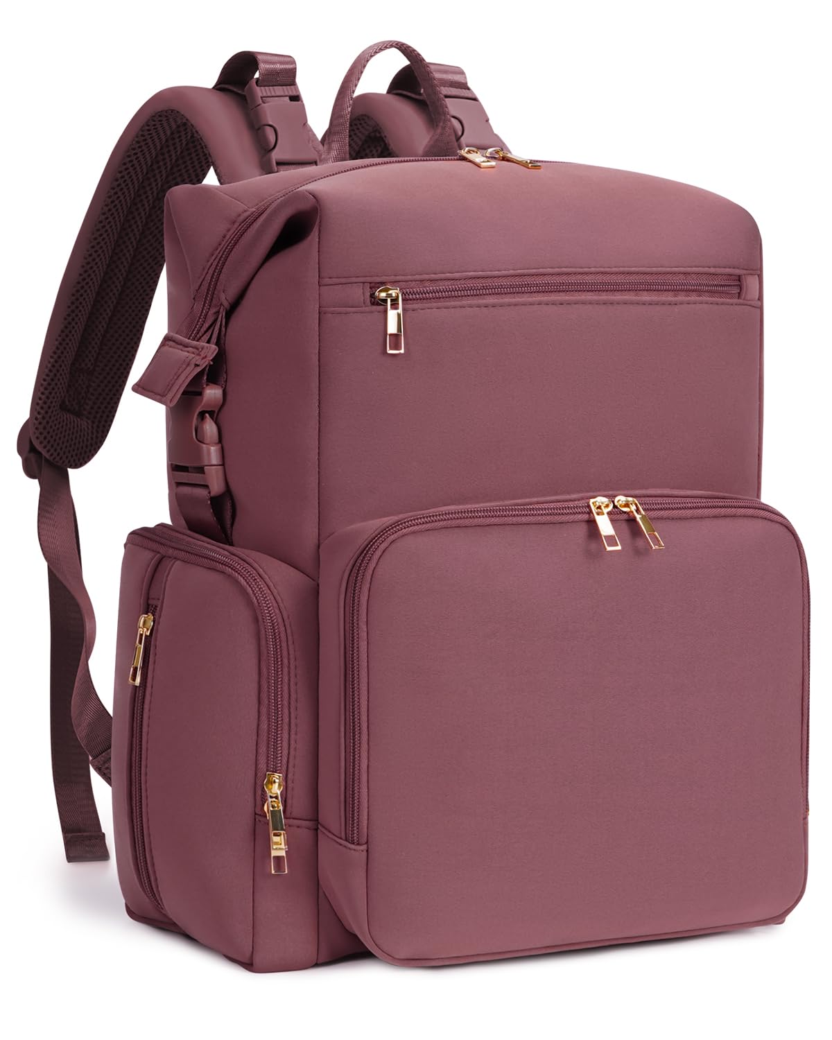 CEI-CEI Baby Changing Bag Backpack Neoprene Large Nappy Changing Bags with Changing Pad for Mum and Dad Newborn Baby Maternity with Stroller Straps and Insulated Pockets for Travel (Pink)