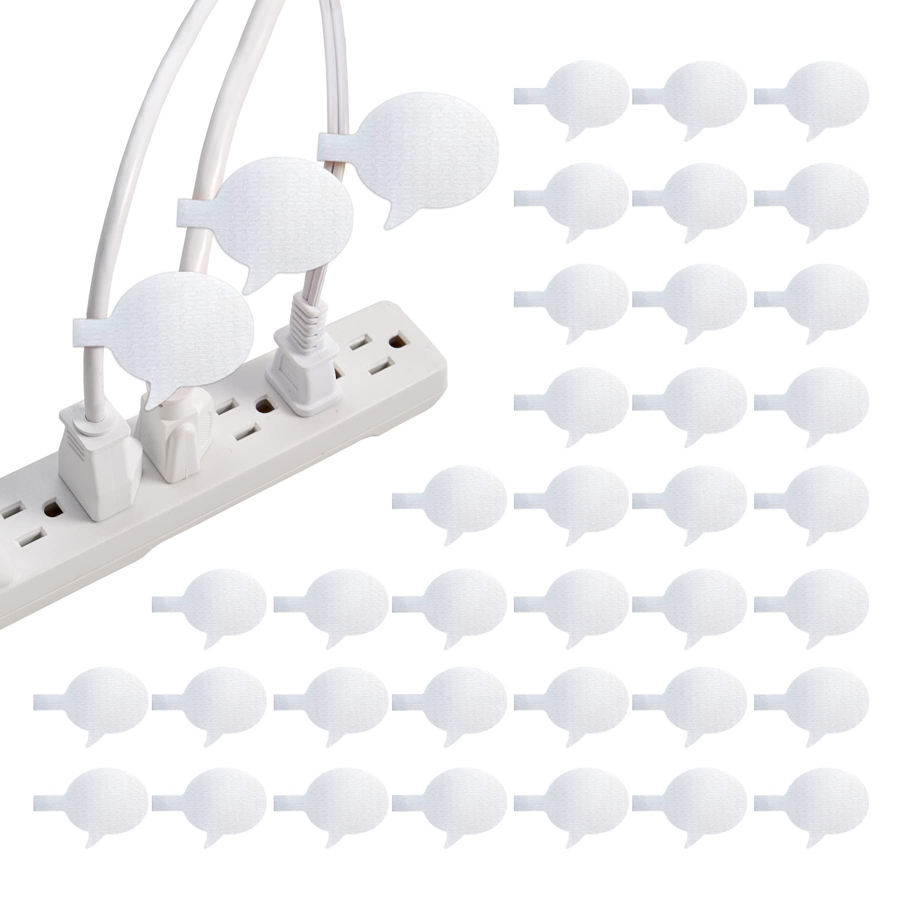 Cable Labels by Wrap-It Storage, Speech Bubbles, White (36-Pack) Write On Cord Labels, Wire Labels, Cable Tags and Wire Tags for Cable Management and Organizer for Electronics, Computers, More
