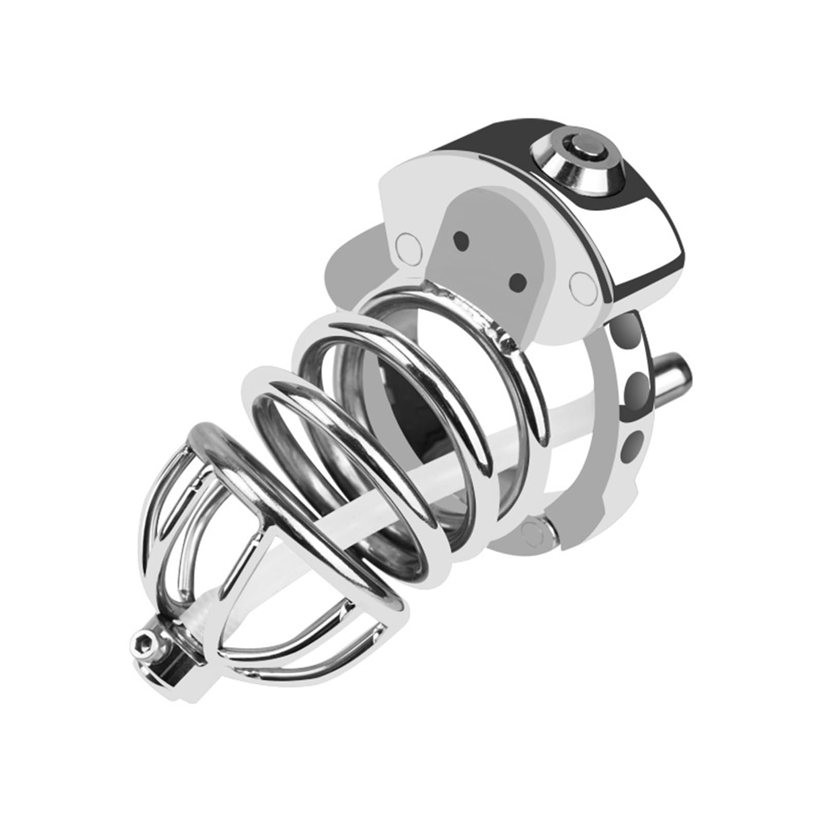 Cage de chasteté métallique creuse réglable dispositif de chasteté de la Couronne de poulet empêche l'érection mâle chasteté Lock penis cage SM cage urétral en silicone transparent