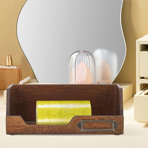 Miniatura 7 de Art Supplies s s 2pcs Caja de almacenamiento de madera Washi Dispensador de cinta de rollo Organizador de cinta de escritorio Almacenamiento de