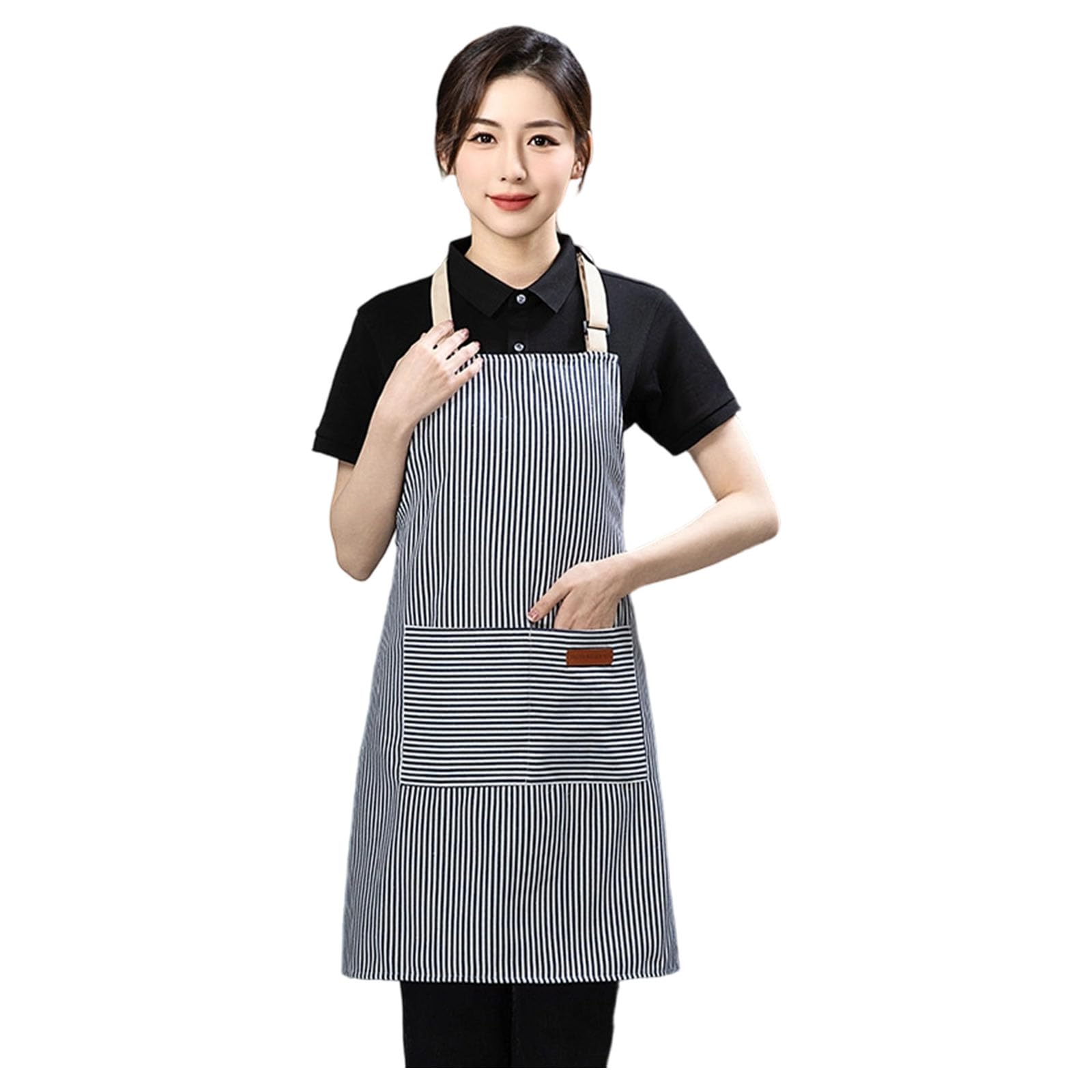Xjdzineq Classical Striped Kitchen Apron with Adjustable Neckstrap Breathable Polycotton for Cooking Baking and Grilling Stain Resistantes Cotton