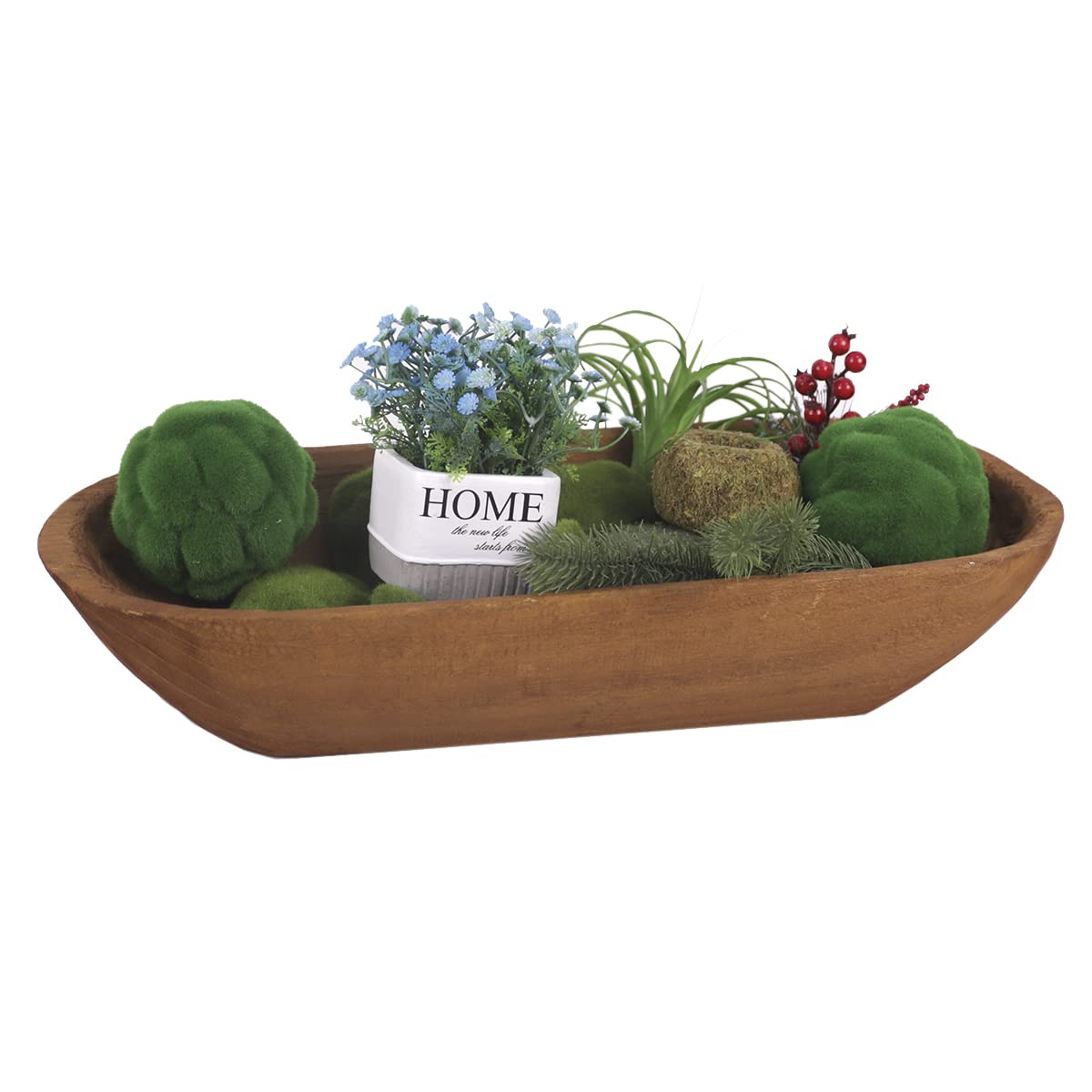 Athaliah Wooden Dough Bowl, 23.75'' Large Wood Dough Bowl for Decor, Hand Carved Rustic Long Wood Decorative Bowls for Table Centerpiece Dining Room Home Kitchen Decor