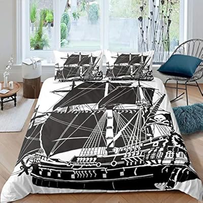Erosebridal Sailing Boat Bedding Set Pirate Ship Decorative Duvet Cover for Kids Boys Girls Teens Navigation Print… 61IHwH3N+LL. SS400