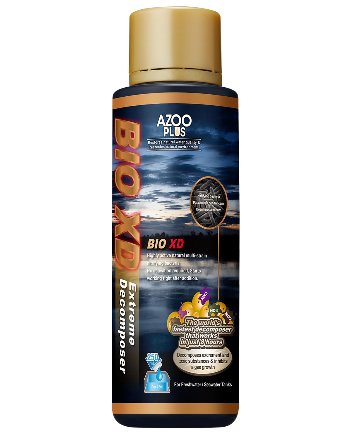 AZOOPLUS BIO XD Extreme Decomposer Nitrifying Bacteria for Freshwater and Saltwater Fish Tank 8.45 Ounces