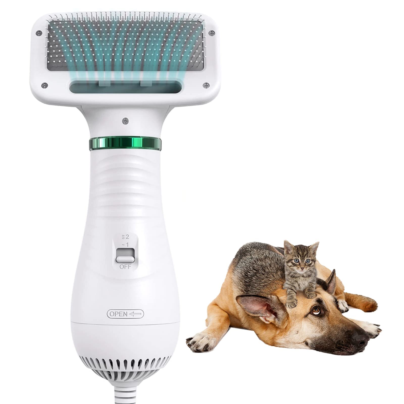 2 Em 1 Escova Portátil Para Secador De Cabelo E Pente Para Cachorros E Gatos De Estimação
