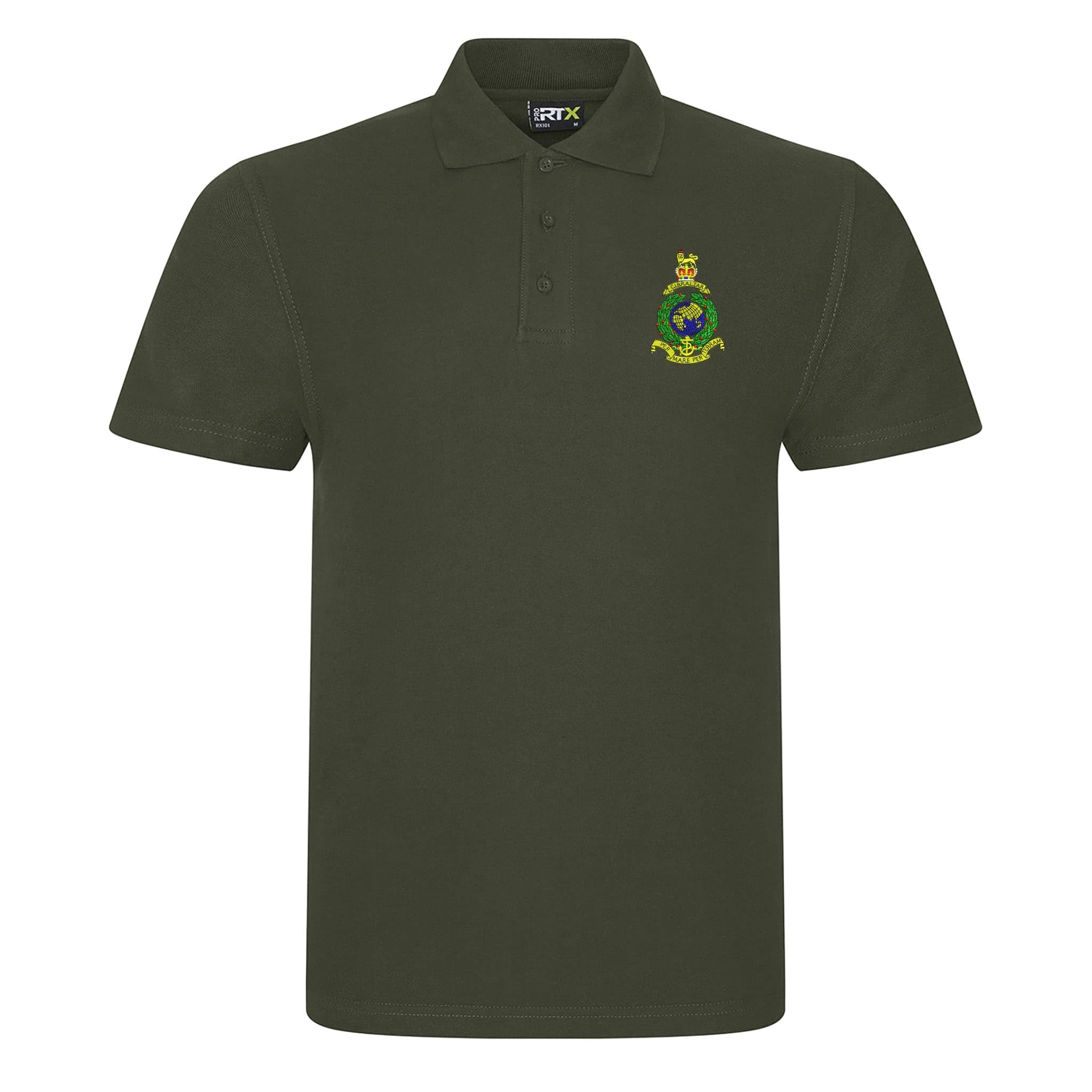 The Military Store Men's Military Green Royal Marines Embroidered Polo Shirt, Medium