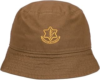 Mens Bucket Hat Israel Military Army Embroidered Washed Cotton Classic Bucket Hat