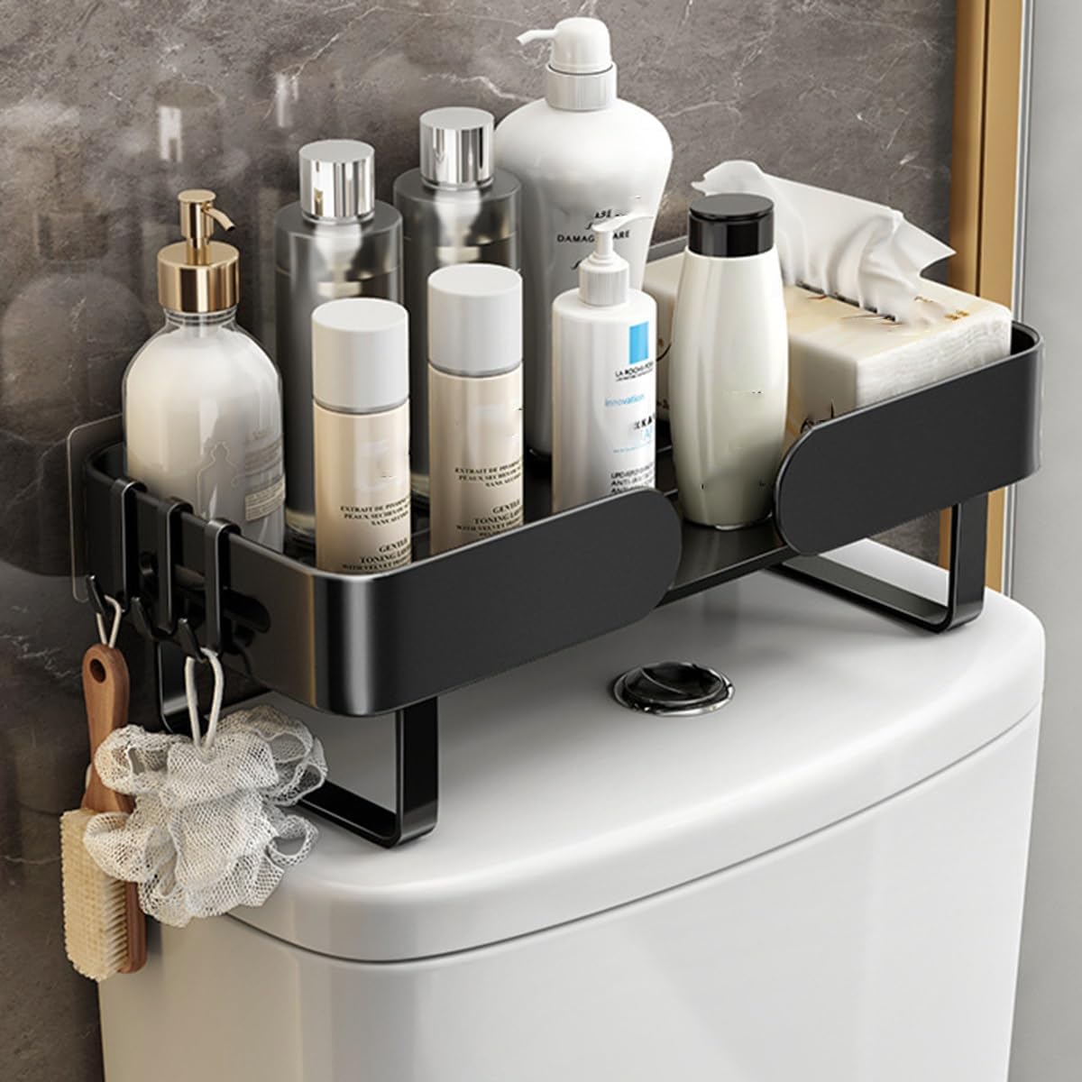 Over The Toilet Storage Rack For Small Bathroom, Above Toilet Storage Wall Mounted Over Toilet Bathroom Organizer Modern Back Of Toilet Tank Basket, Toilet Top Organizer ( Color : /White , Size : 1-T