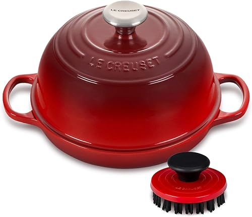 Le Creuset Paquete de horno de pan de hierro fundido esmaltado con cepillo de limpieza de nailon de 3 14 pulgadas, Marsella