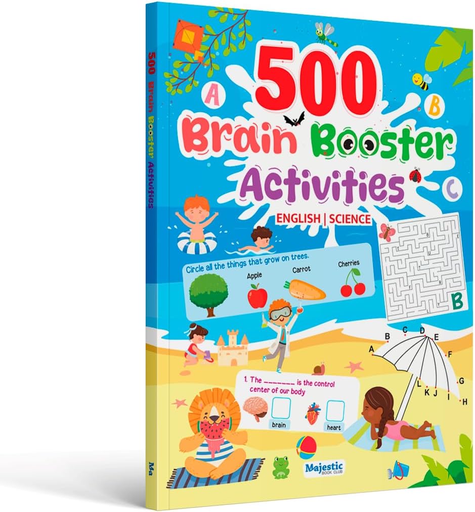 Brain Booster Activity Book for Age 3+ | 500 Engaging & Brain-boosting Activities | Build Confidence and Focus | Enhance Vocabulary | English & Science Activities | The Book Tree Books