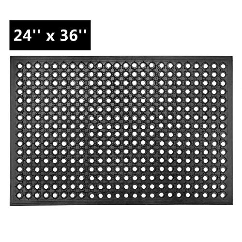 ROVSUN Rubber Floor Mat with Holes, 24''x 36'' Anti-Fatigue/Non-Slip Drainage Mat, for Industrial