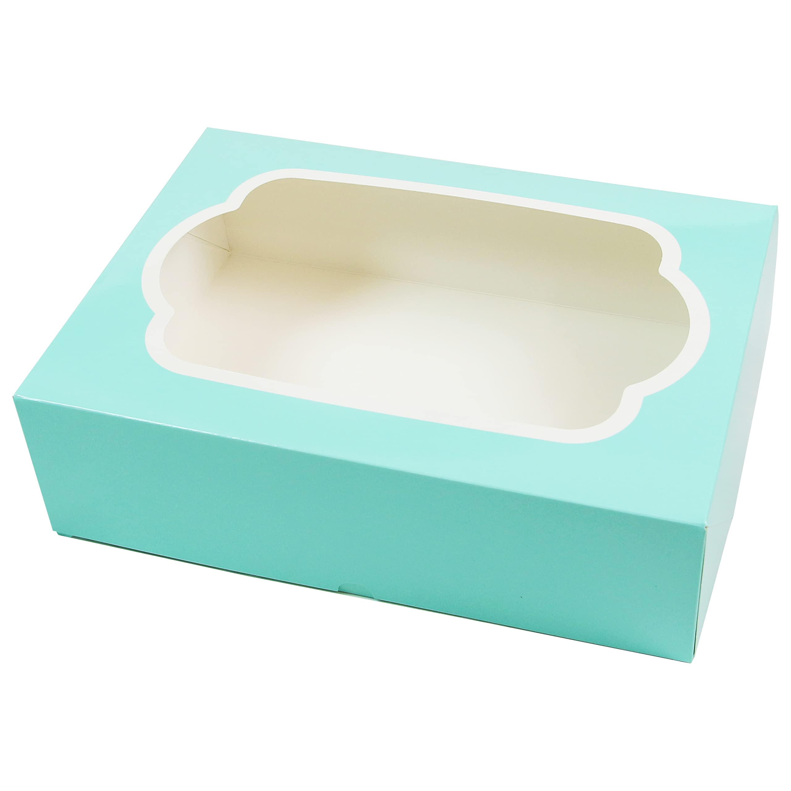 Caja para magdalenas profunda y resistente con inserto, capacidad para 6 cupcakes o magdalenas, caja de galletas, caja de pastelería, brownies y rollos de canela. Azul de diseño con 3