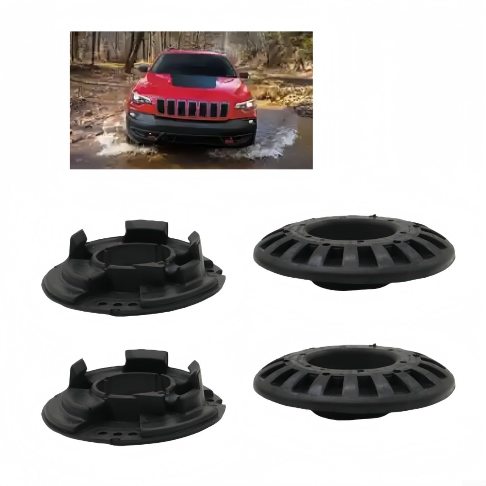 4 Pezzi Posteriore Ammortizzatore Ammortizzatore Kit in Gomma per Jeep per wj 1999-2004, Cuscinetto a Molla Superiore/Inferiore per Ammortizzazione e Stabilizzazione, Nero, OEM 52088346 52088402