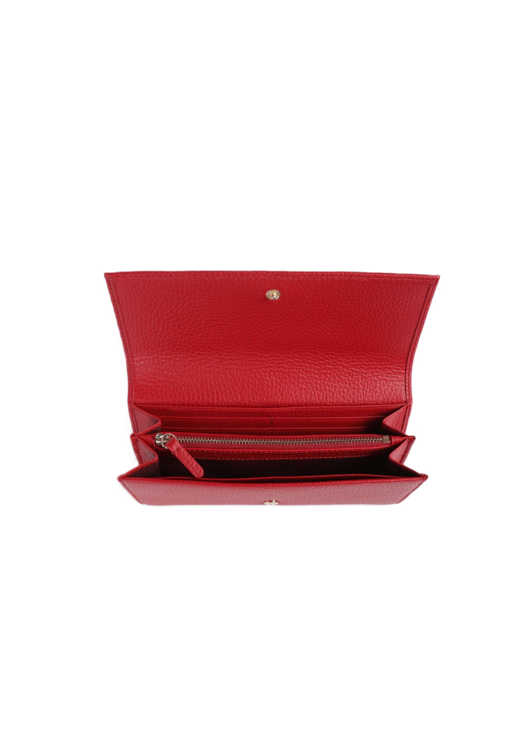 Coccinelle Portafoglio Donna in Pelle Metallic Soft, Rosso Scarlatto, 19.5 x 9.5 x 3 cm, con 12 Slot Porta Carte e Portamonete