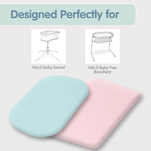 Miniatura 5 de MEILA Sábanas de moisés compatibles con Halo Baby Flex BassiNest, mini sábanas para cuna para niño y niña, 100% algodón jersey, ultra suaves,