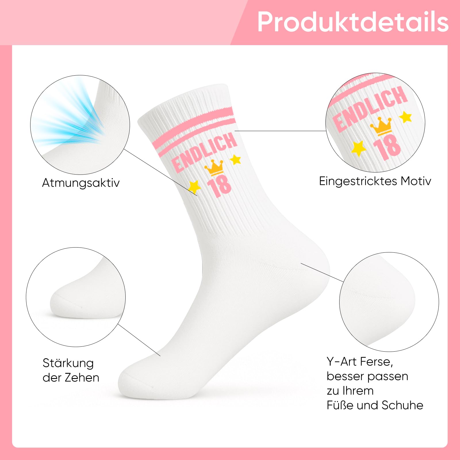 Scinzene 18 chaussettes d'anniversaire pour filles, 18 ans, cadeau d'anniversaire pour fille