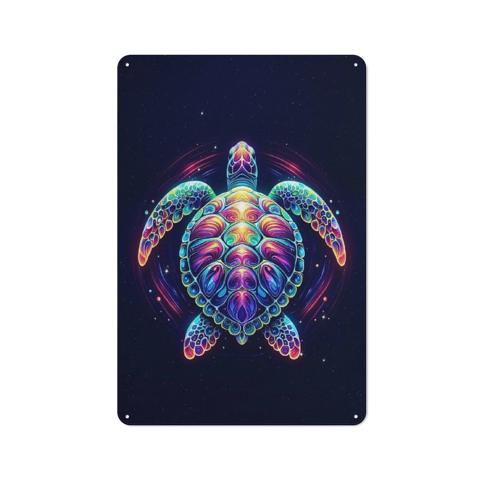 Junmoney Colorful Sea Turtle Retro Metal Plaque 30X20cm For Lounge Or Reading Corner, Suited To Lounge Decor Fans