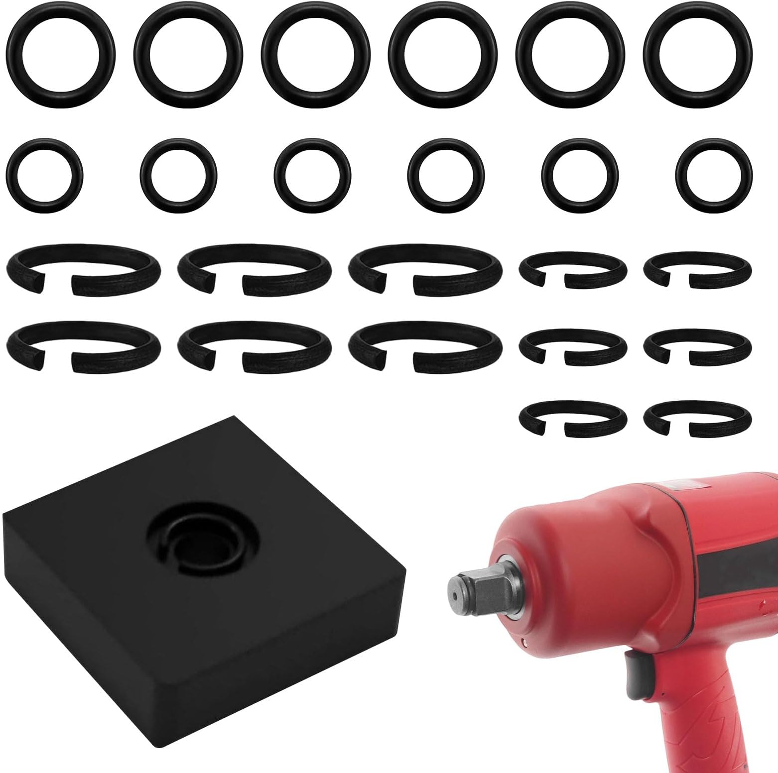 Impact Retaining Ring Kit, 12 Pcs Set 3/8-Inch & 1/2-Inch Impact Retaining Ring Clip, Impacts Friction Rings with o-Ring Suitable for Milwaukee Impacts Wrenches